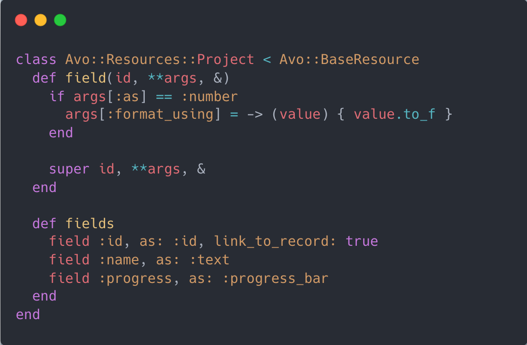 Override the field method to add default values to field options